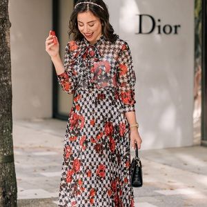 Tie Neck Top and Midi Skirt Set